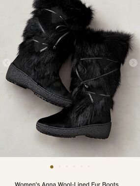 Anna Black Faux-Fur Winter Wedge Boots